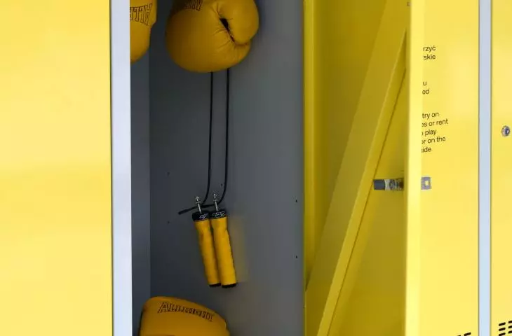 The vivid yellow color is the central theme of the exhibition