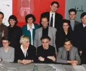The team from the Department of Residential Architecture at the Institute of Architectural Design, Faculty of Architecture, Krakow University of Technology, 1990s; photo by an unknown photographer