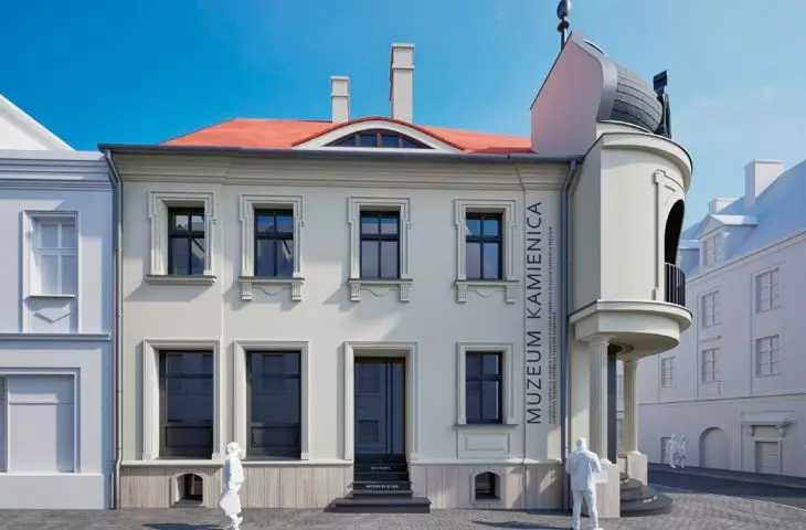 A townhouse on the corner of the Market Square and Krzyżowa and Kaliska Streets, converted into a museum of contemporary art (Muzeum Kamienica), rendering