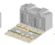 aksonometrie trzech wariantów prototypowania przestrzeni miejskiej