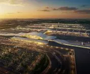 Wizualizacja koncepcyjna proponowanego projektu międzynarodowego lotniska Dulles