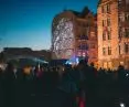 Wroclaw townhouses in the light of projectors