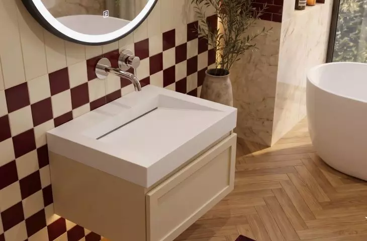 The sink area in a modern bathroom