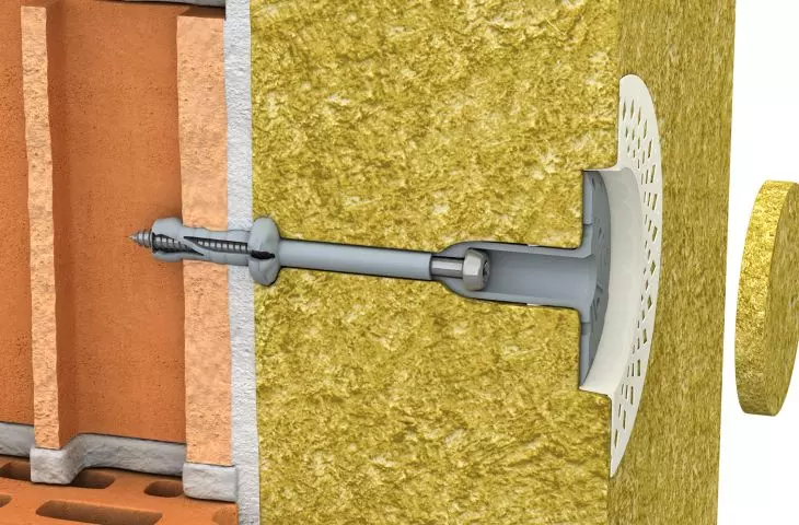 Cross-section of the completed recessed installation (mineral wool, R-TFIX-8SX dowel)