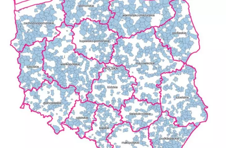 Mapa przedstawiająca pokrycie obszaru Polski projektowanymi planami ogólnymi