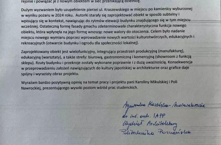 opinia prowadzących