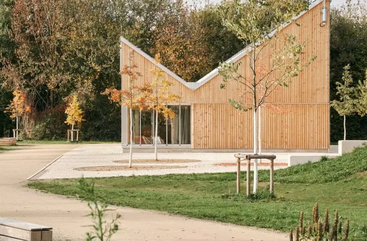 The Klimapavillon in Schwerte, designed by New Architekten and Jutta Albus Architektur