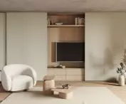 Living room with a Heliodor sliding-door wardrobe