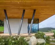 Steel pillars support the projecting roof