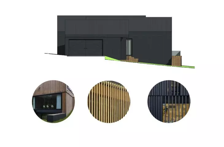 side elevation, materials