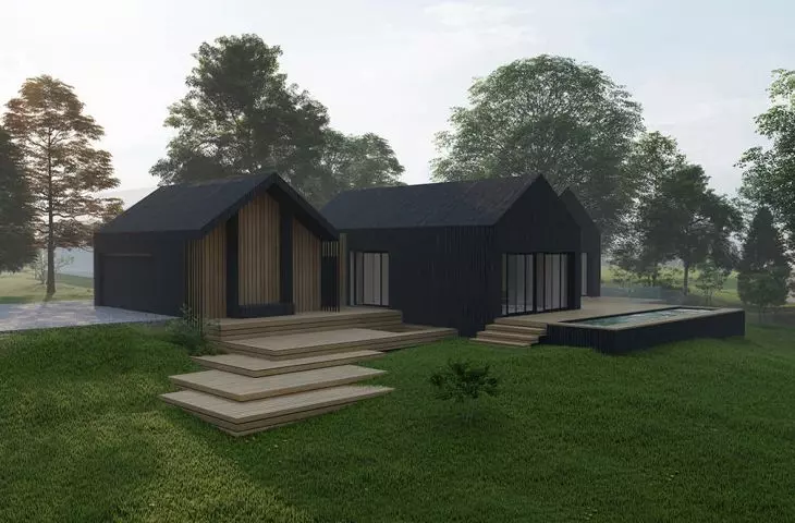 visualization, view of terraces and pool