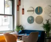 Soft seating invites you to relax at lunch or for an afternoon drink