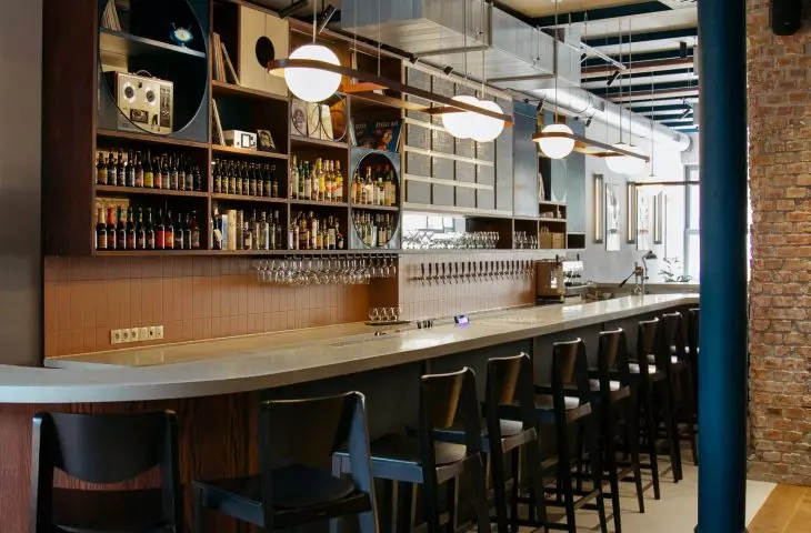 The other end of the bar top 
