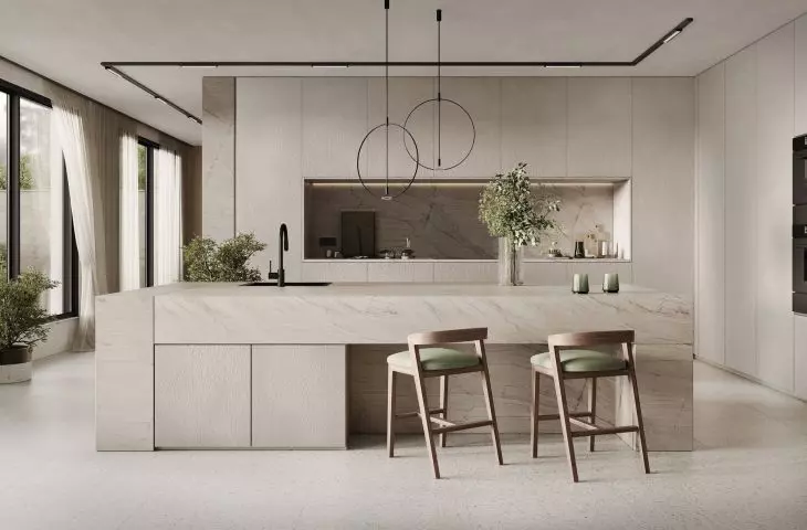 How can you create monolithic interiors inspired by concrete and stone? Discover REHU furniture panels from the RAUVISIO collection