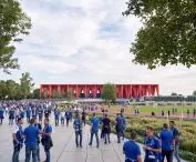 The entrance to the stadium is located on the grandstand level 