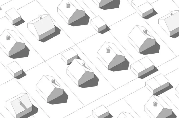 the square floor plan of the building allows the house to be placed on any plot of land and optimally positioned in relation to the sides of the world