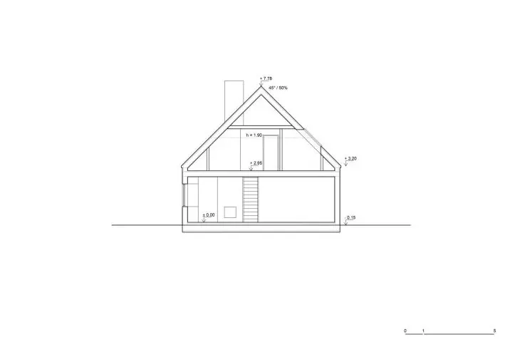 cross-section A-A (version without mezzanine)
