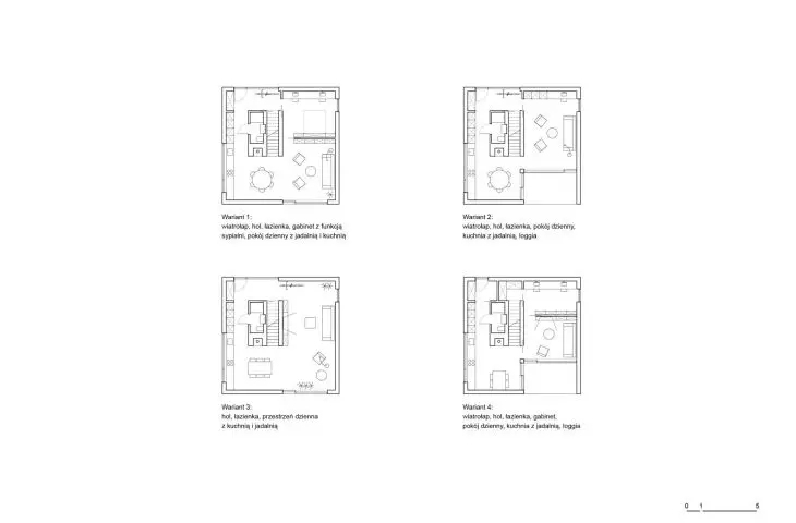 first floor plan variants (version without mezzanine)