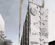 Climbing wall on one of the facades