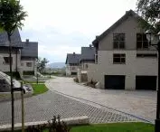 Under each building there is a garage