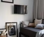The combination of muted colors with black and white gave a calming effect