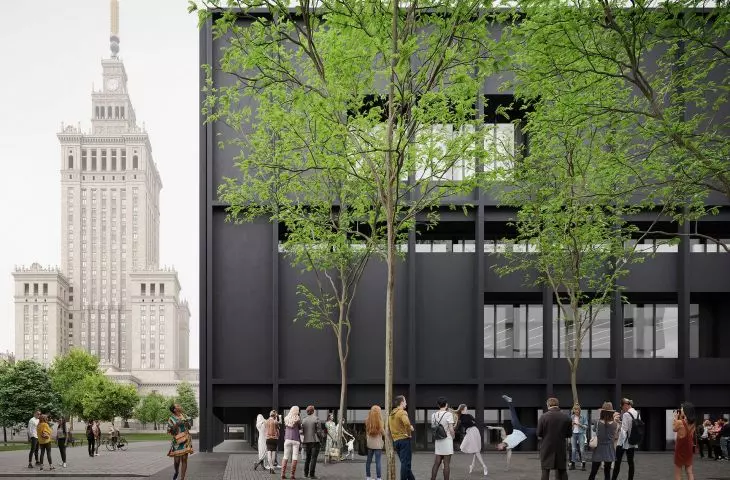 TR Warszawa 2022 Theater Project, view from the forum and the Museum of Modern Art