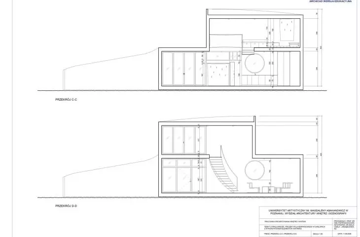 Cross-sections C-C and D-D