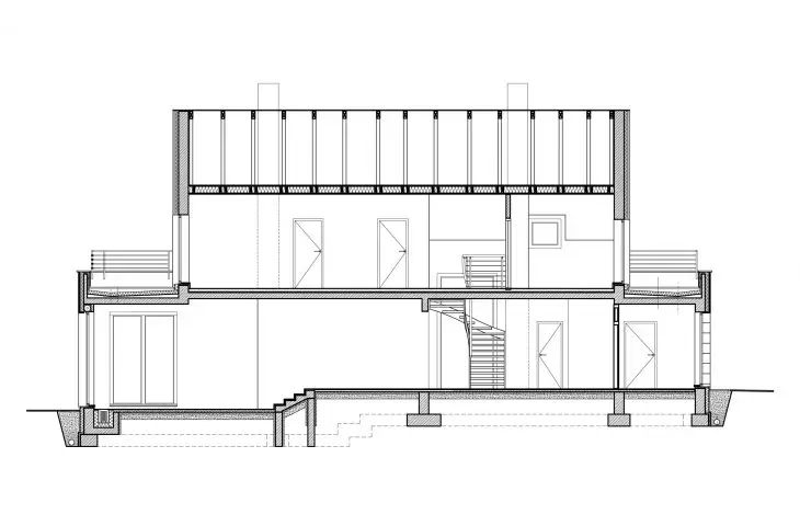 Longitudinal cross-section of a house in Burow 