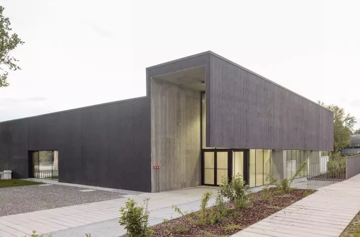 The complex in Sesto Calende, designed by Giulia de Appolonia