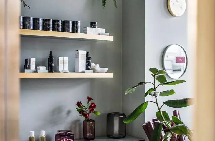 Inside the boutique, there is a lot of greenery