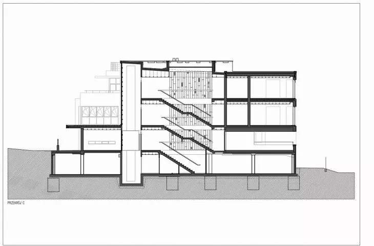 Villa Emmaus, cross-section