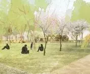 The designers distinguished three zones of the garden: intensive educational, arcade and exploration, and an open part