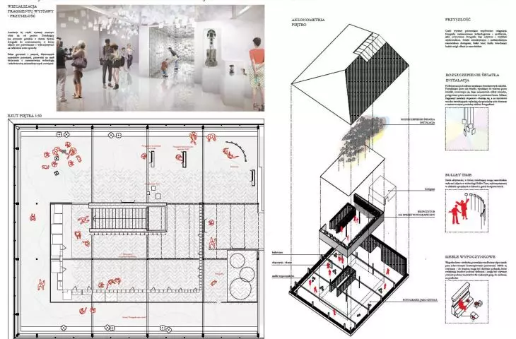 First prize Studio JAZ+Architekci Zmijewski Jaworski Massé. Floor axonometry and projection