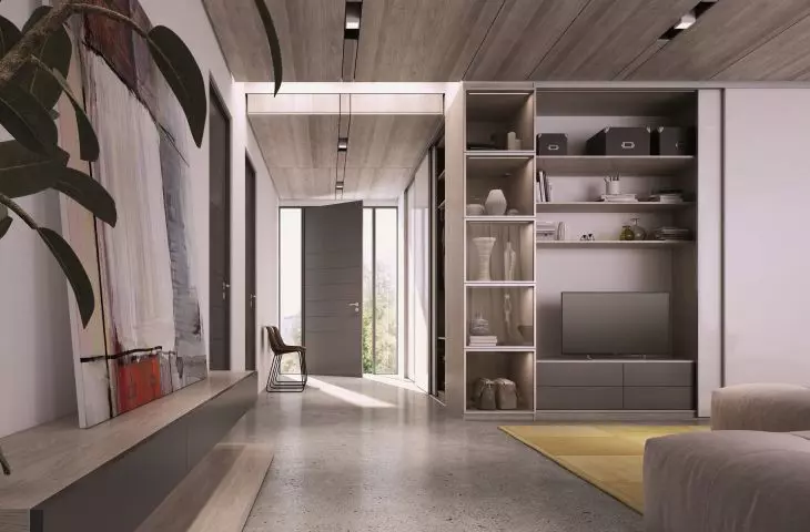 Sliding doors in the living room