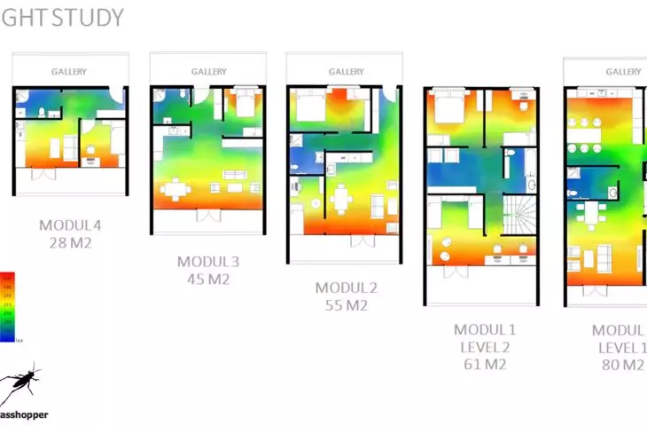 Estate in Saint-Denis, exposure of individual modules
