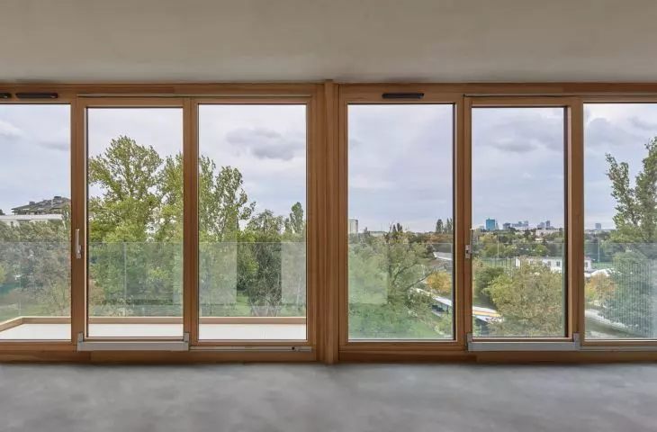 view from inside the apartment building
