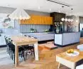 View of the dining room and kitchen