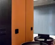 The second bathroom also features black elements 
