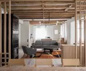 Sliding openwork doors between the dining room and living room