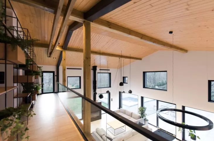 view of the high living room