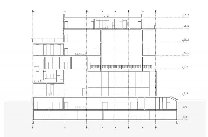 Cross-section of the stage section