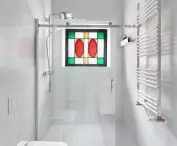 Bathroom with stained glass 