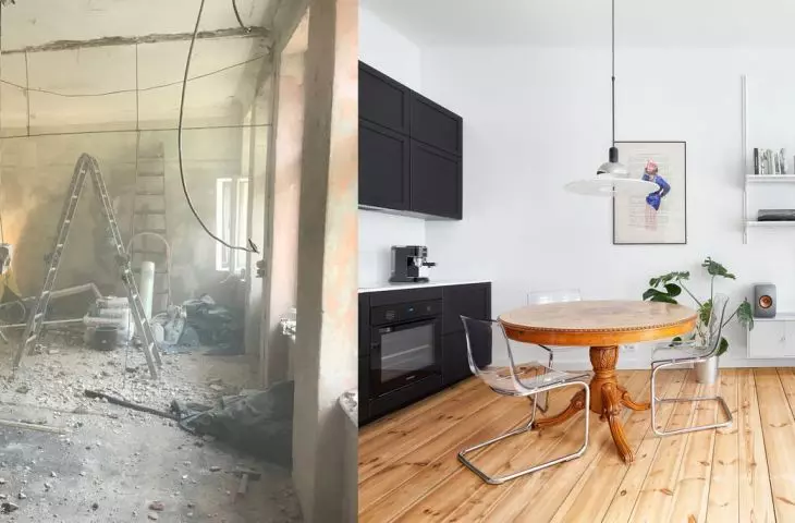 Strefa dzienna przed i po remoncie