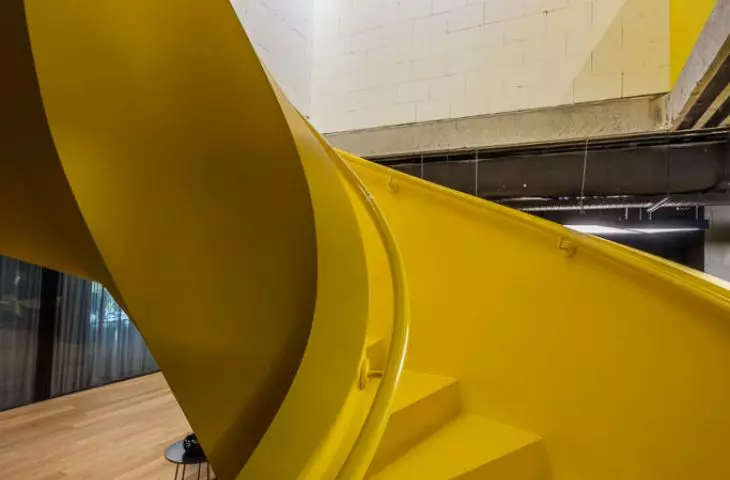 Spiral yellow staircase