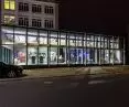 Exhibition pavilion of the high school of fine arts in Olsztyn at night