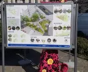 A board with the project to transform Eki square from Malki to Lazarus