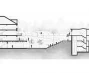Hotel for artists, cross section of buildings