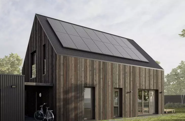 photovoltaic cells occupy the sunny slope of the roof