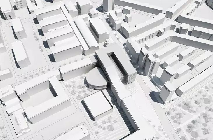A mock-up of the architectural concept of land development in the area of Czarnowiejska Street in Krakow
