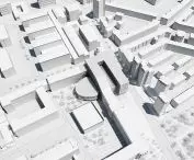 A mock-up of the architectural concept of land development in the area of Czarnowiejska Street in Krakow